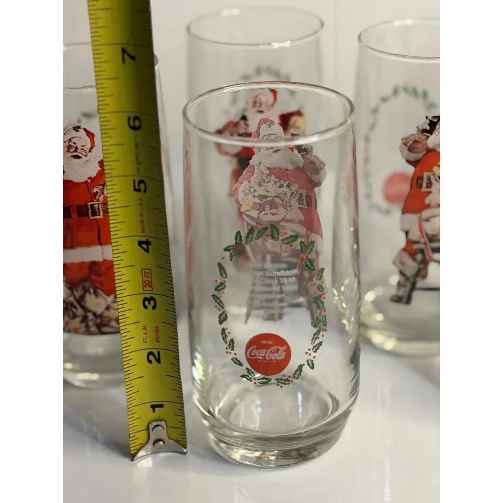 VTG Coca-Cola Christmas Haddon Sundblom Santa Glasses Series 2 Set of 6 Tumblers